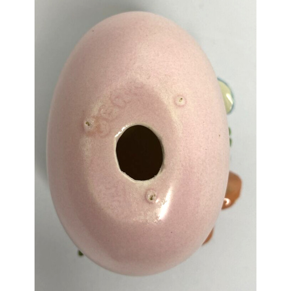 Vintage Unique Mini Ceramic Pink Egg with 3D Flower & Leaf Applique SKU PB188-7 - Picture 4 of 4